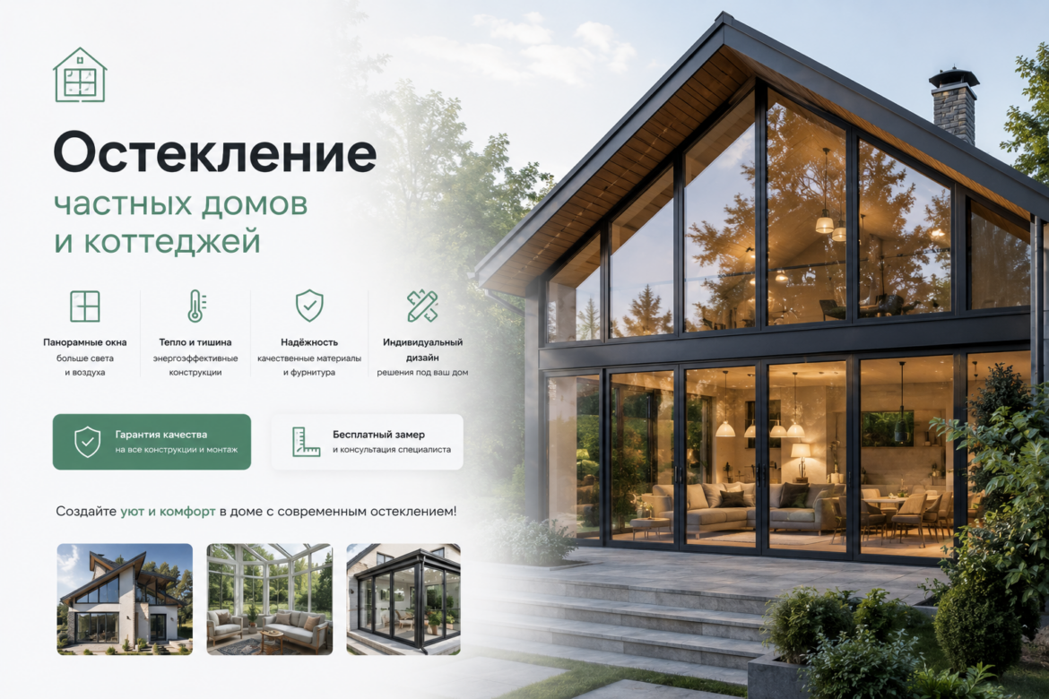 Остекление коттеджей алюминиевыми конструкциями в Алматы